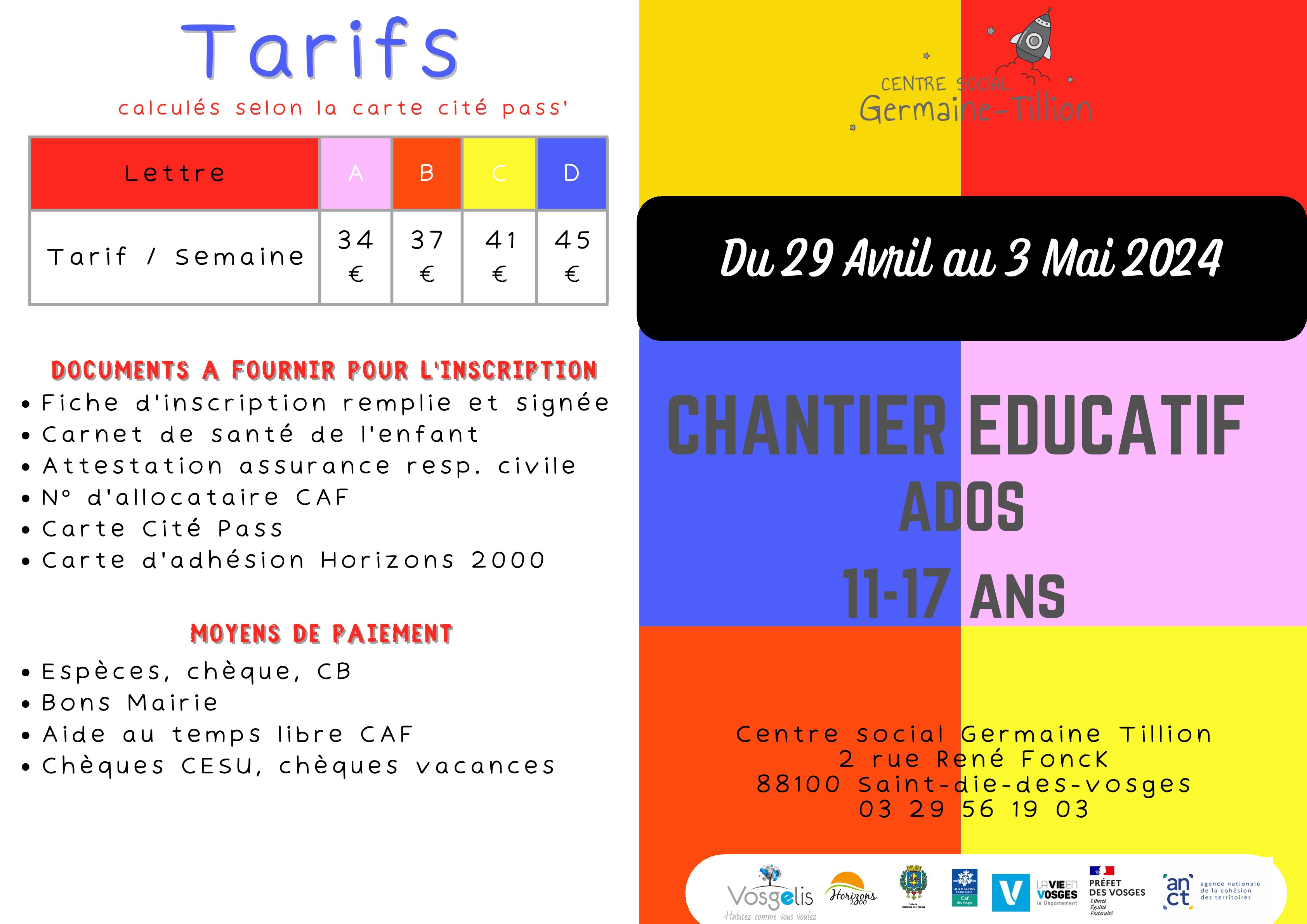 Centre social Germaine Tillion programme 6-11 ans du 13 au 24 02 2023